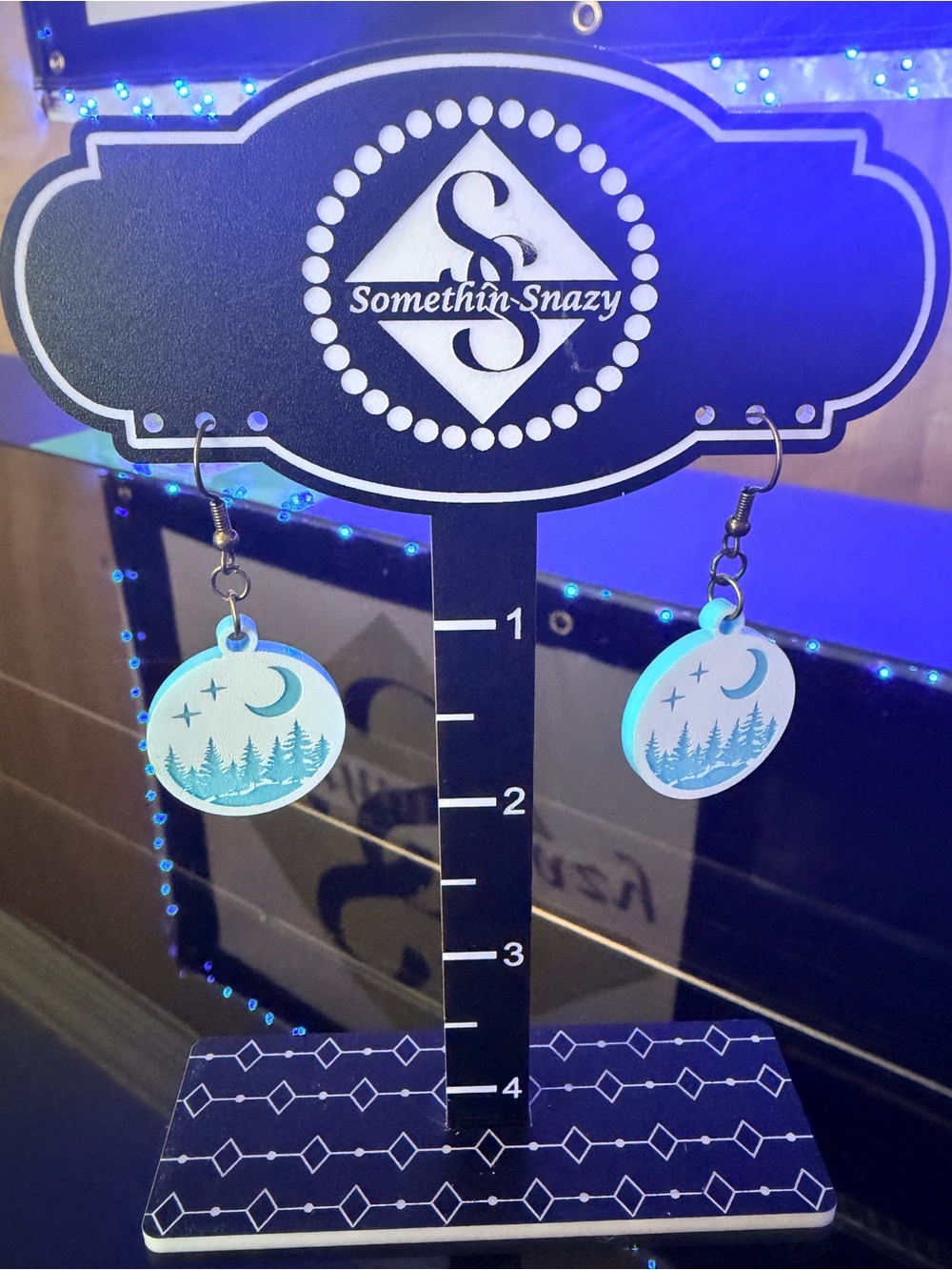 Hand crafted by me Engraved wood/acrylic earrings buyers choice of 1